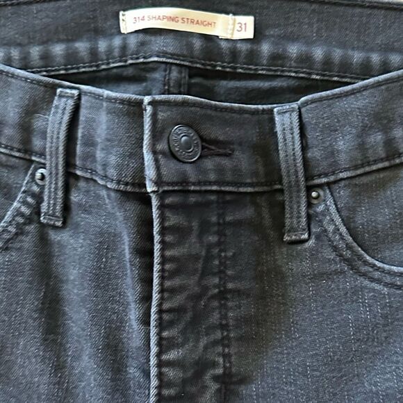 Levi’s Sz 31 Black Straight Leg Ankle Shaping High Waist Relaxed Denim Jean Pant - Picture 8 of 8